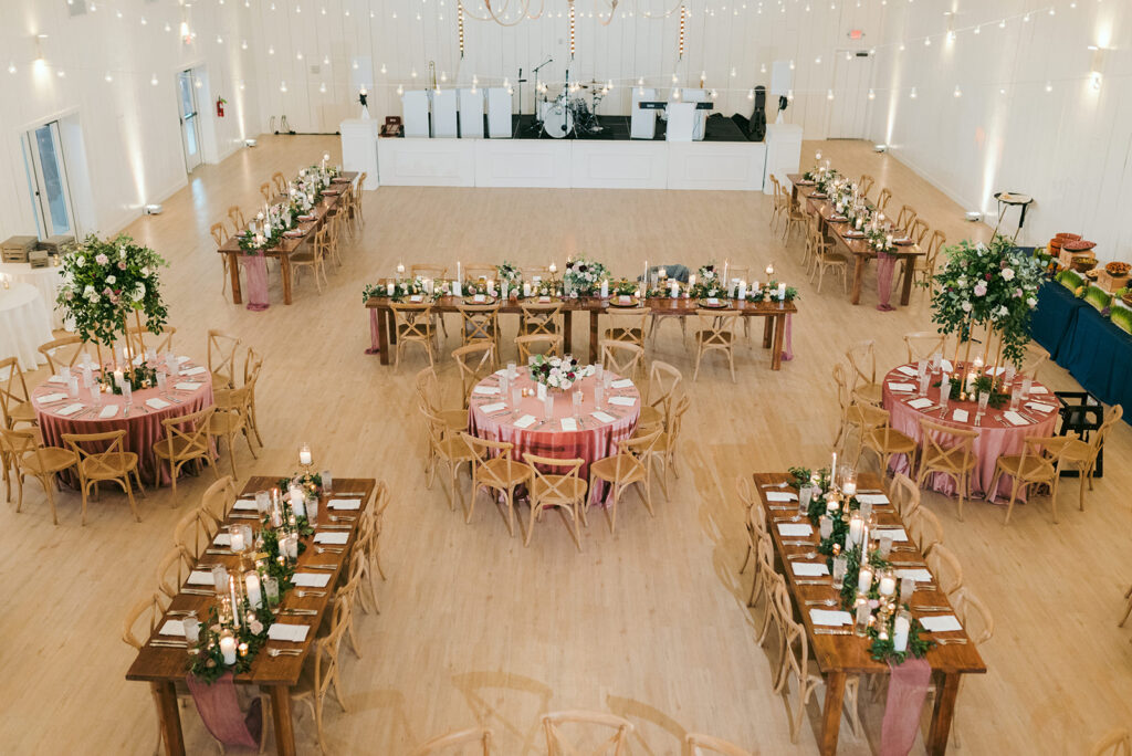 overhead photo of full reception space at the Grand ivory